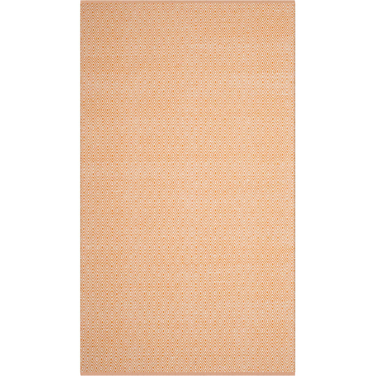 Rust-colored diamonds give this ivory cotton rug a warm, rhythmic pattern