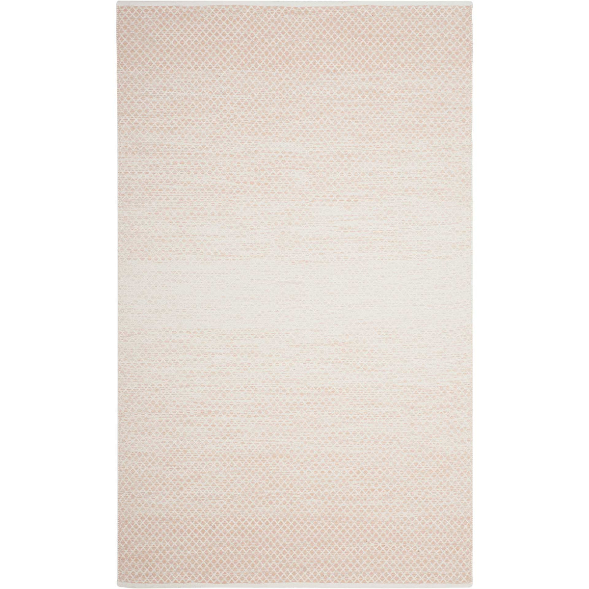 Beige and ivory cotton area rug pairs tight diamond motifs with a bright, softly textured center.
