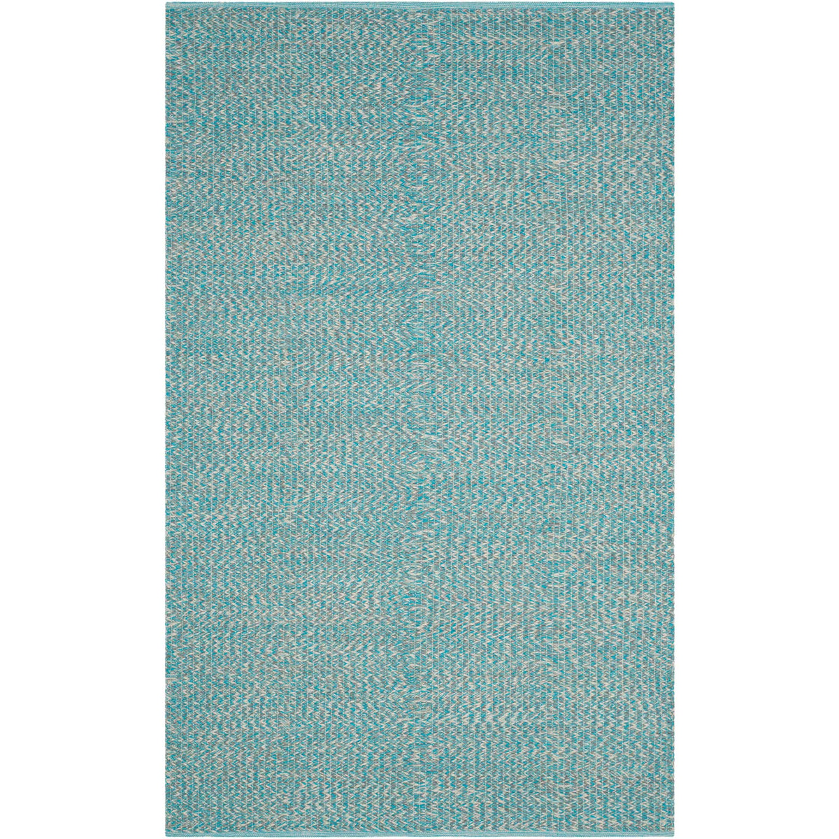 Handwoven turquoise rug offers a fresh pop of color and subtle multitone texture
