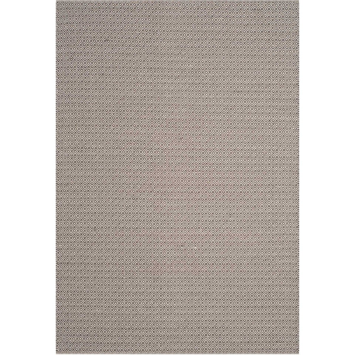 Small gray and ivory diamonds create an understated, allover pattern on this cotton rug.