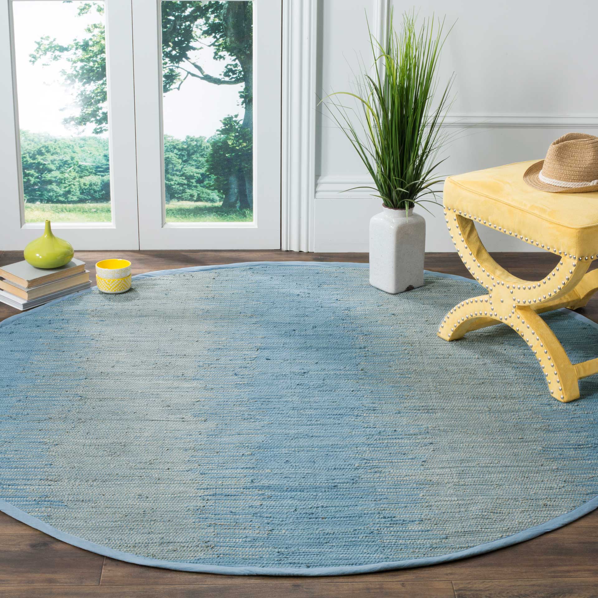 Montauk Dual Light Blue Round Rug - Froy.com