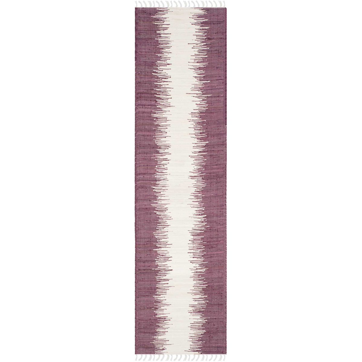 Rich purple woven bands frame a slim ivory stripe, finished with delicate fringe || MTK751D-29 || top_studio