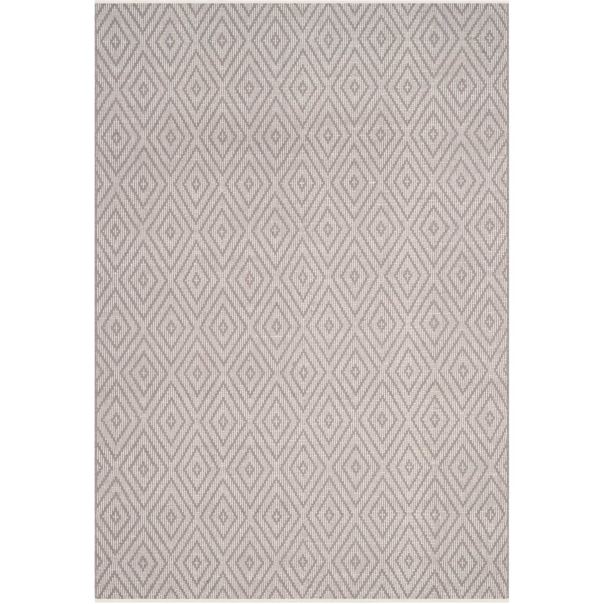 Fine gray-on-ivory diamonds give this rectangular cotton rug subtle texture.