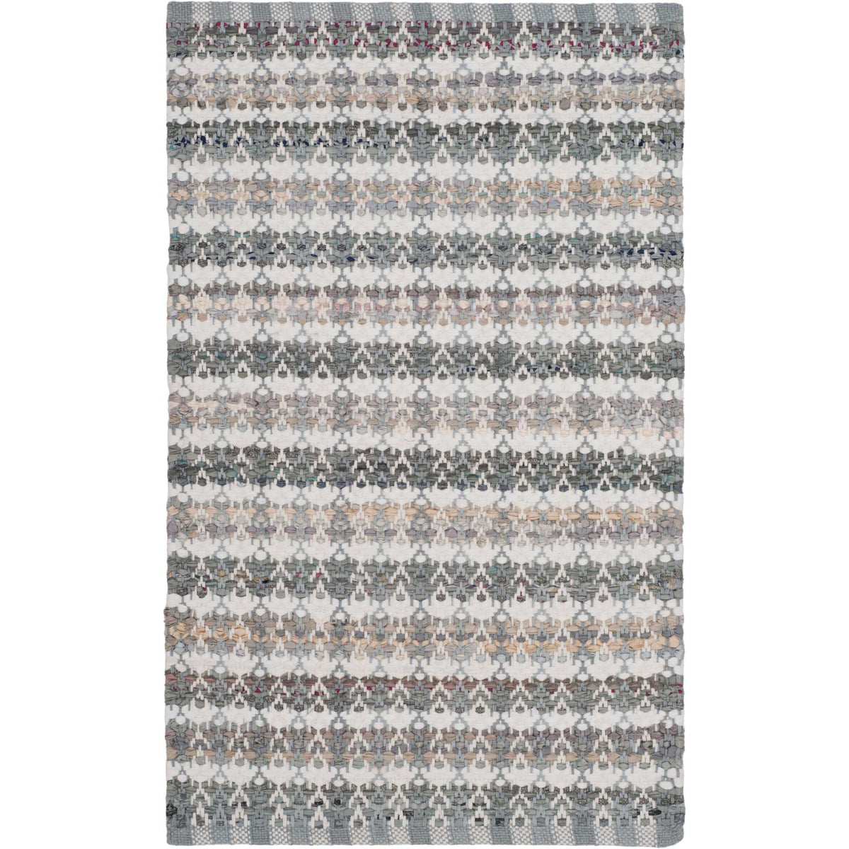 Small gray cotton rug brings understated geometric stripes to an accent-size design.
