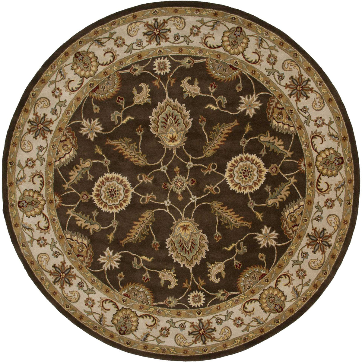 Mythos Maia Cocoa Brown/Dark Ivory Round Rug - Froy.com