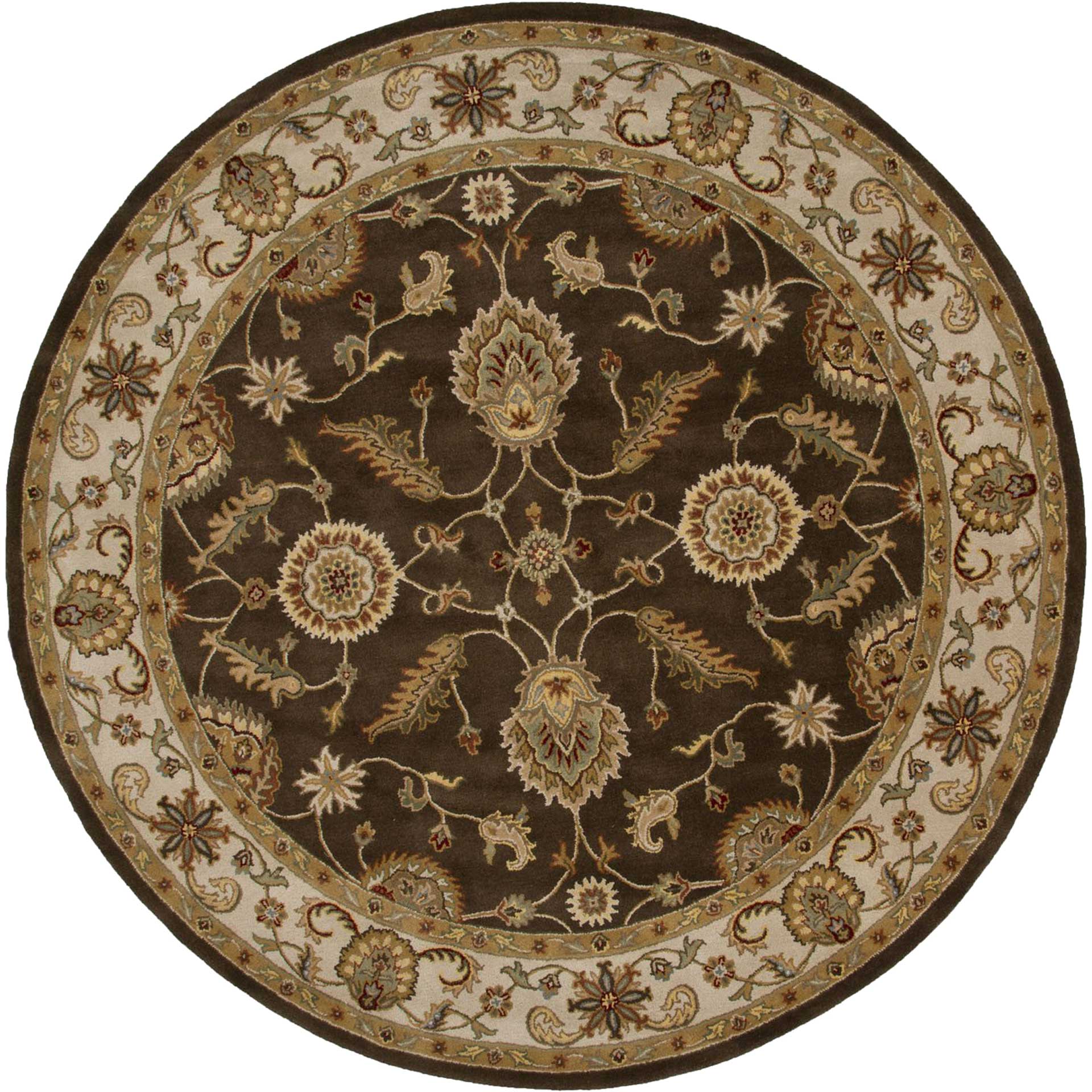 Mythos Maia Cocoa Brown/Dark Ivory Round Rug - Froy.com