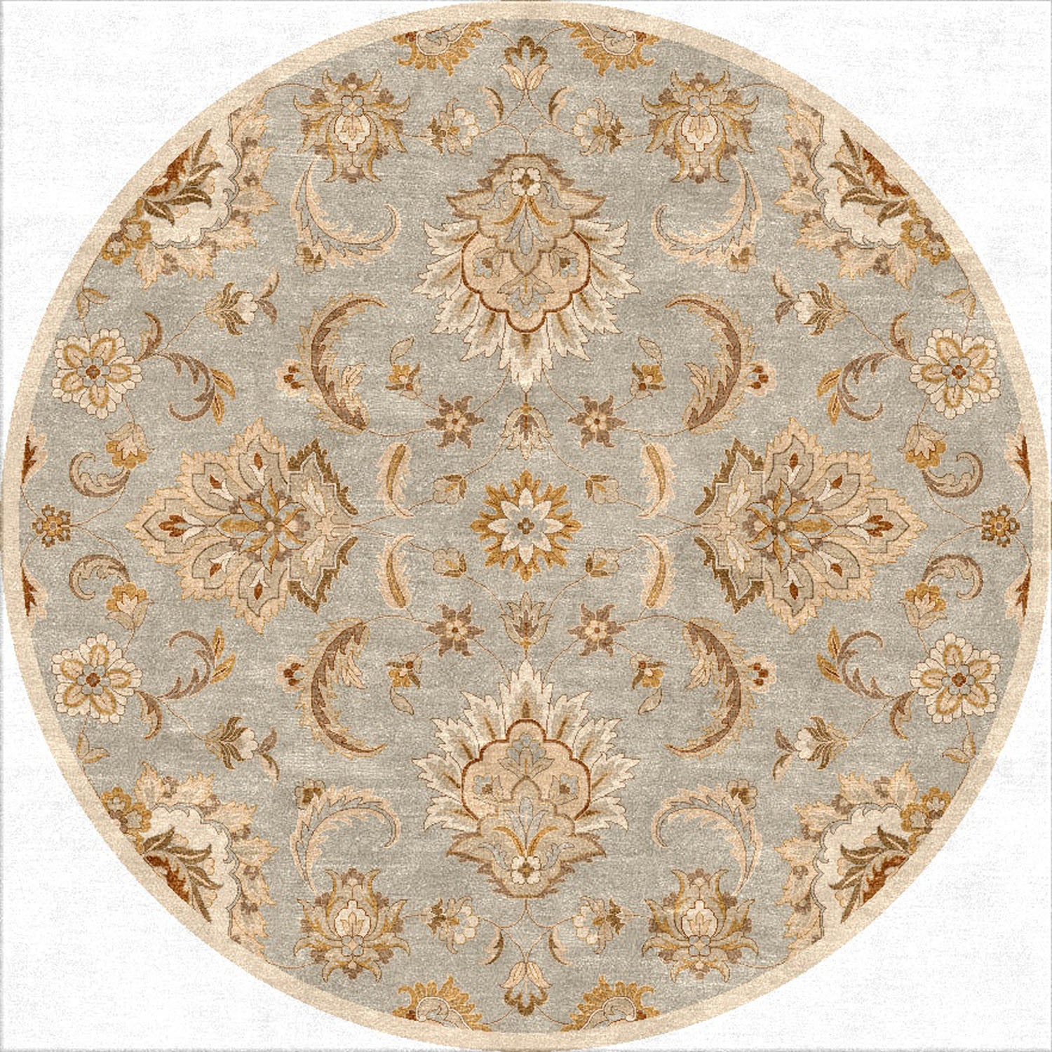 Mythos Abers Ice Blue/Antique White Round Rug