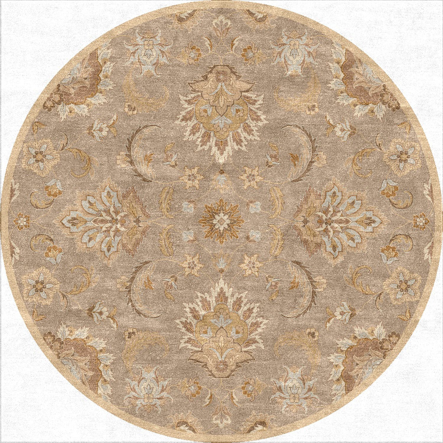 Mythos Abers Silver Gray/Soft Gold Round Rug