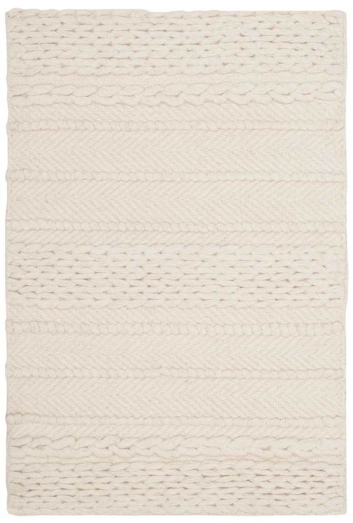 Compact ivory accent rug blends textured rows and braided lines for an inviting feel.