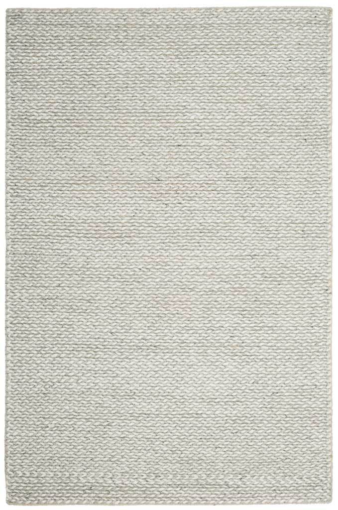 A compact ivory and silver rug features an inviting woven surface and a clean rectangular shape.