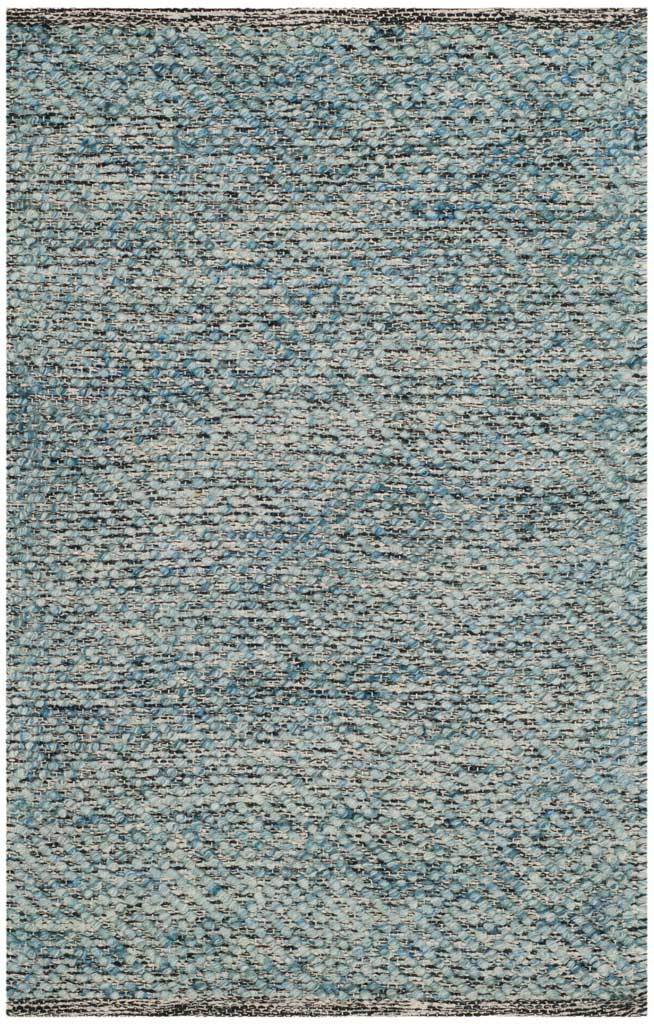 Blue and cream yarns give this 2' x 3' accent rug a richly textured finish.