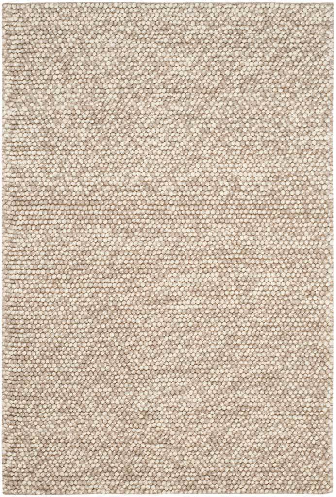 A 4-by-6-foot beige rug adds gentle warmth with its nubby, pebble-like surface