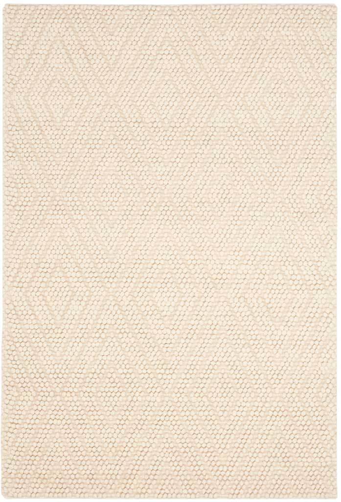 Ivory area rug with a delicate diamond pattern and a soft, handwoven wool-cotton surface || NAT623A-8 || top_studio