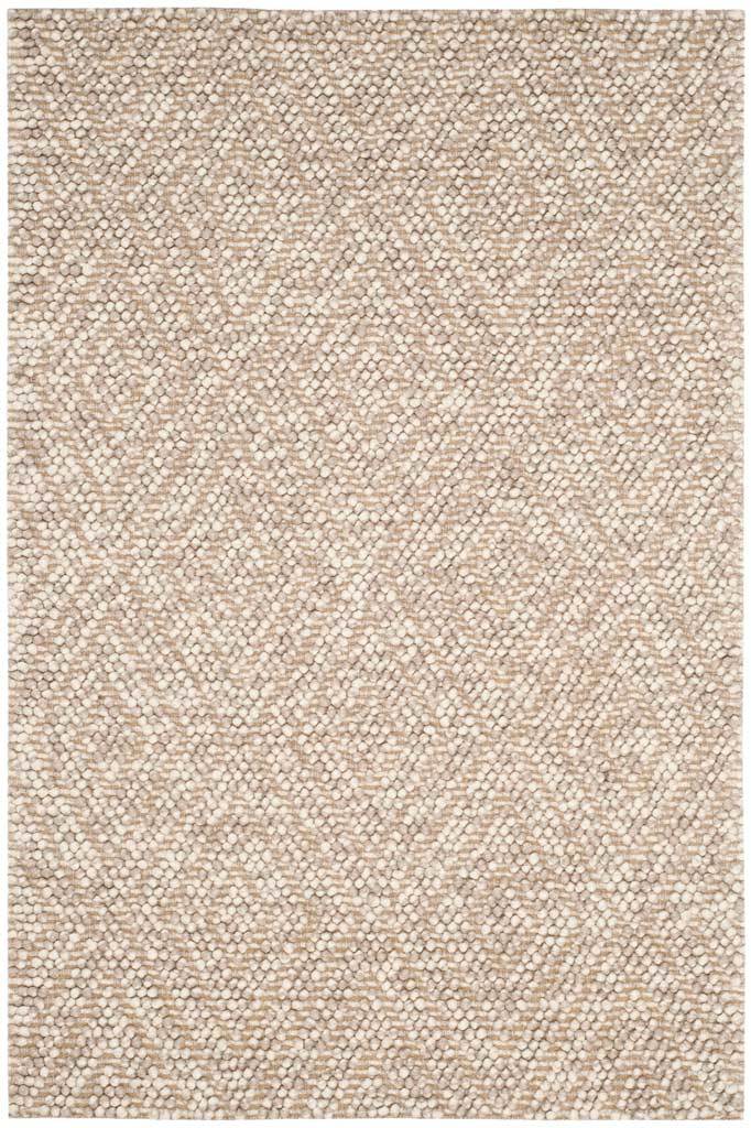 Beige area rug with small-scale diamonds and a richly looped surface
