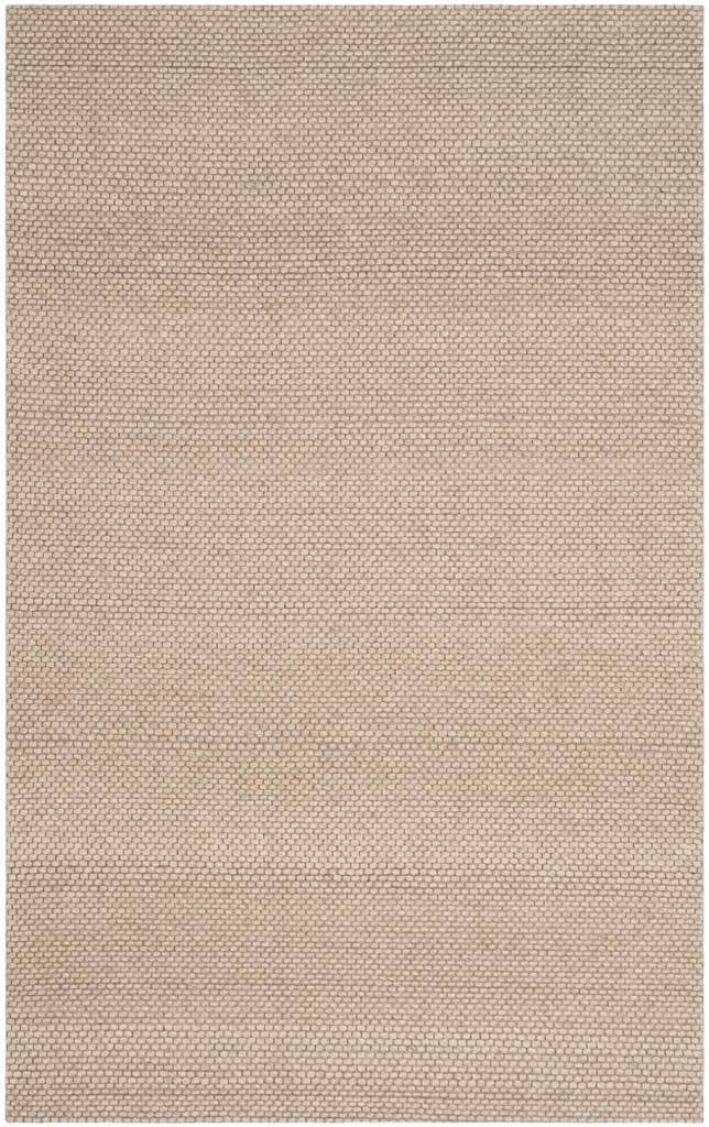 Warm beige fibers create a versatile rug with a dense, gently textured weave.
