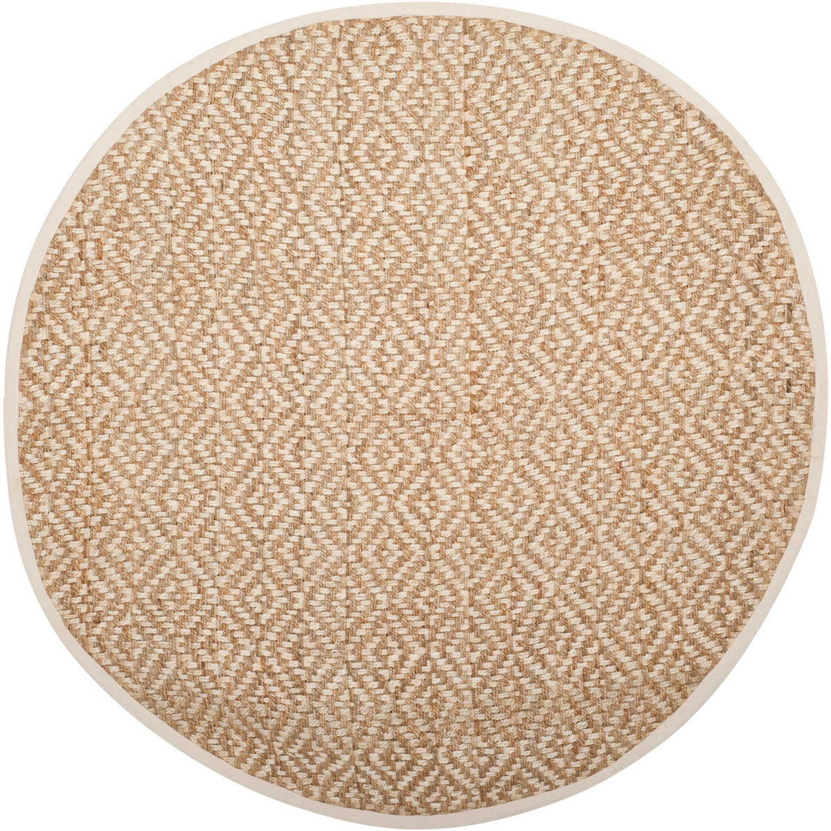 Natural Fiber Diamond Ivory/Natural Round Rug - Froy.com