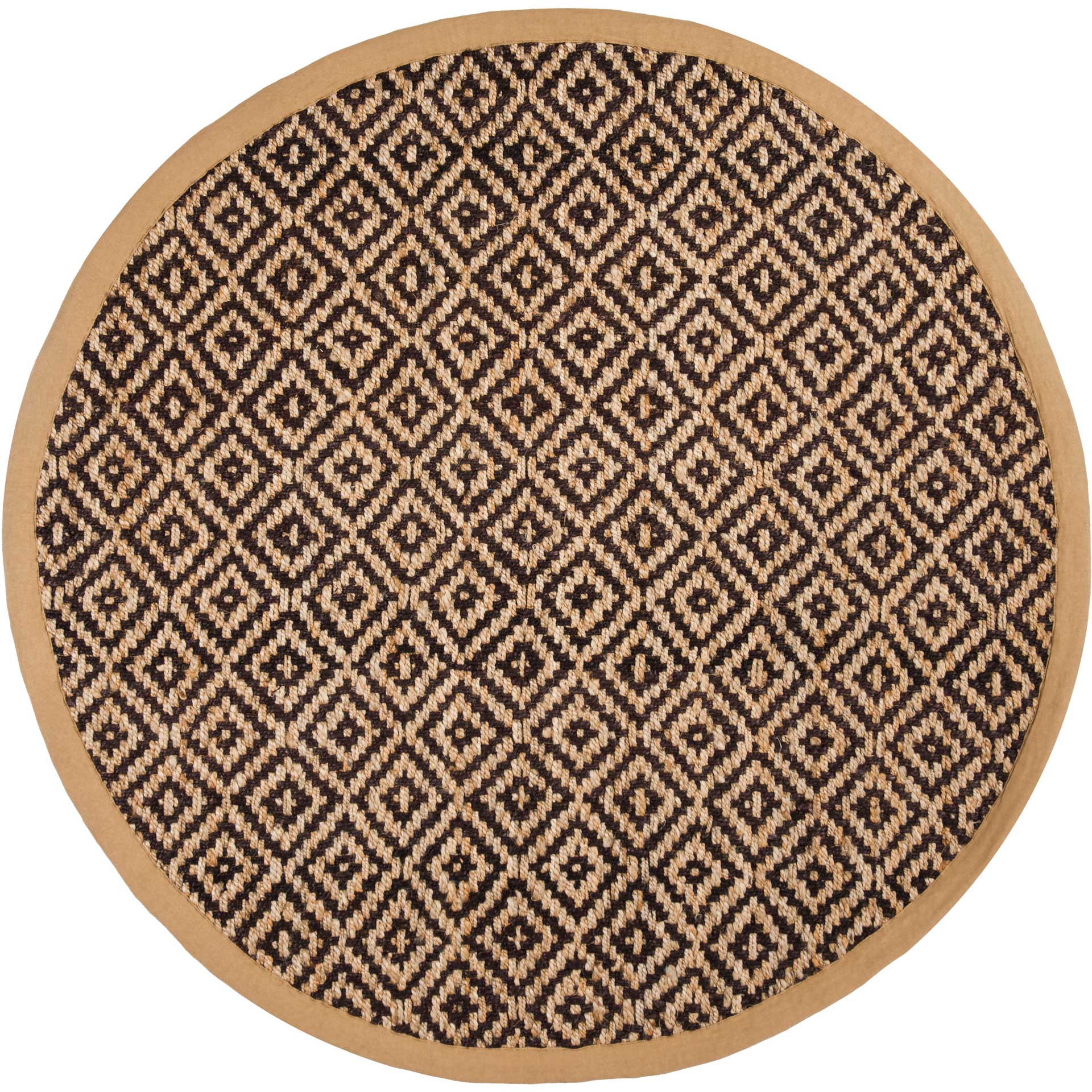 Natural Fiber Brown/Natural Round Rug - Froy.com