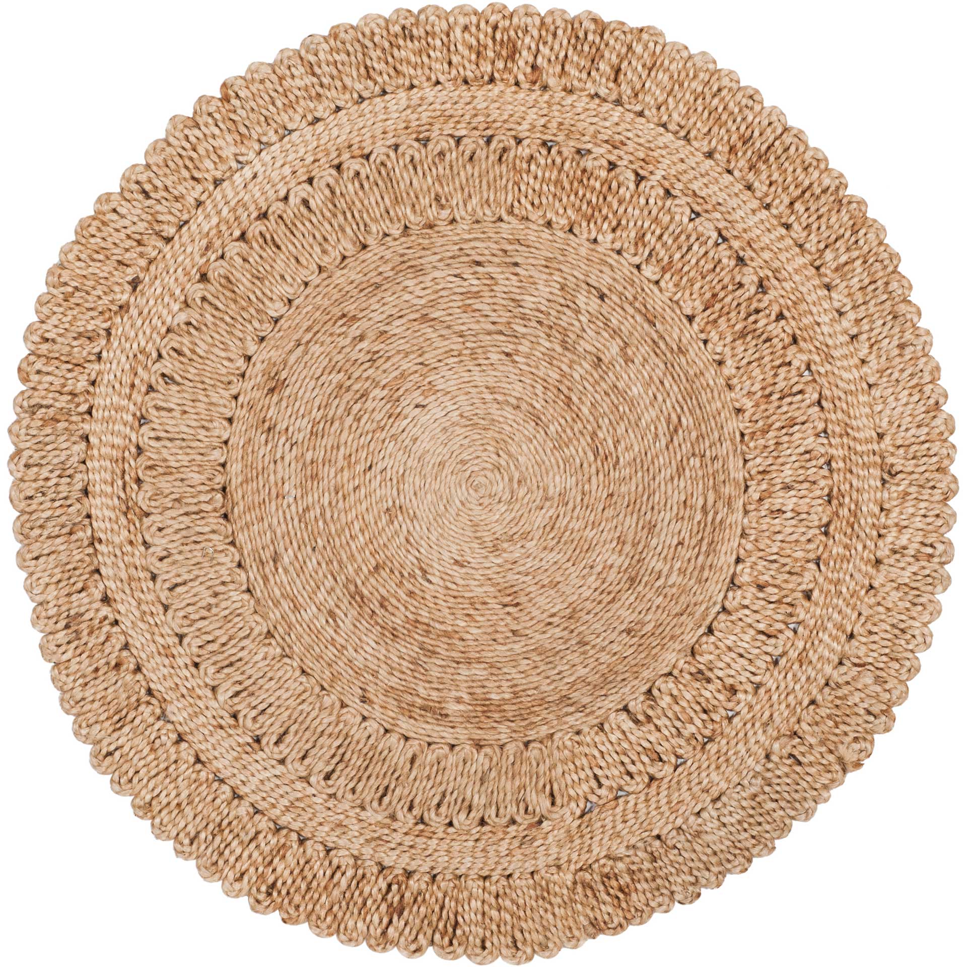 Natural Fiber Wave Natural Round Rug - Froy.com