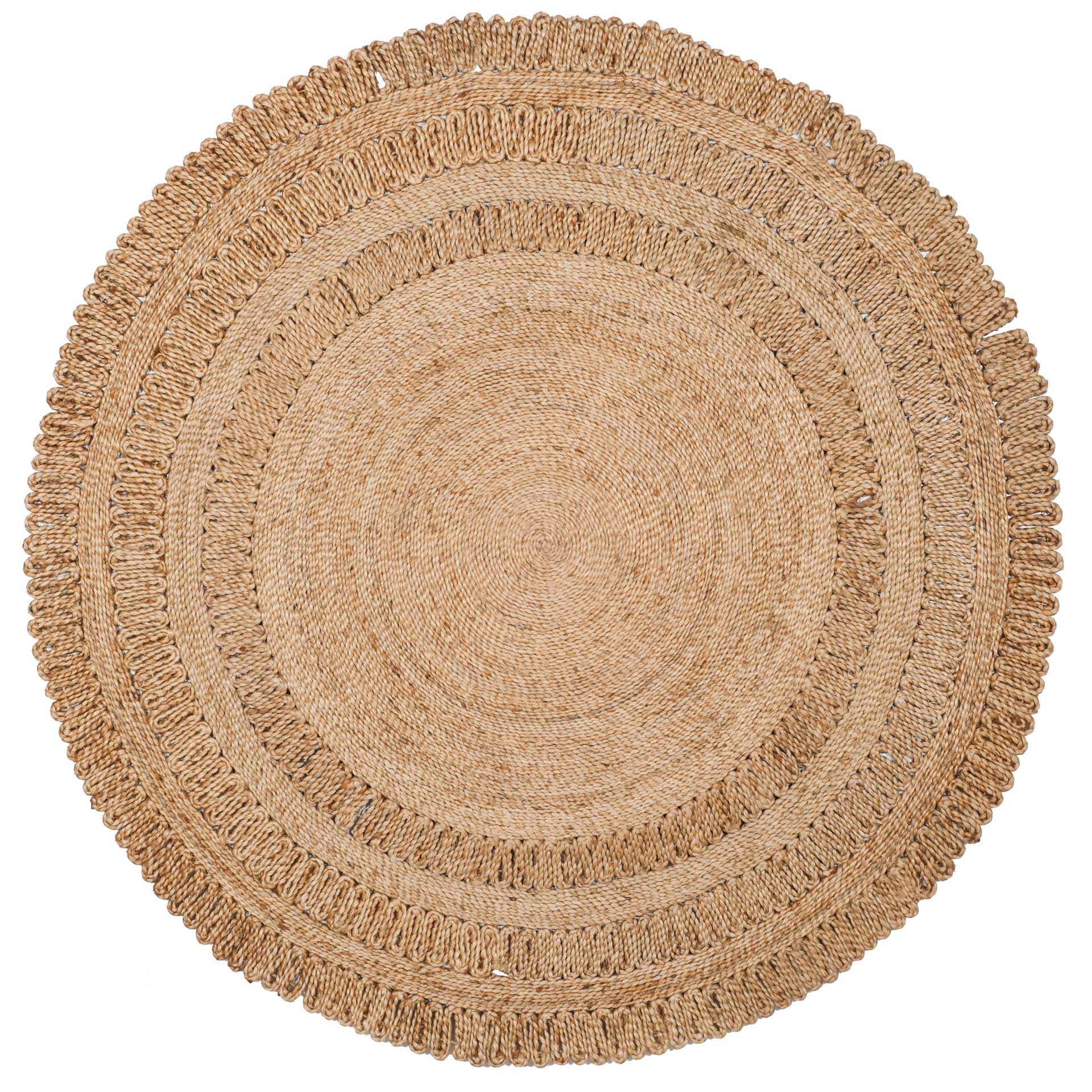 Natural Fiber Wave Natural Round Rug - Froy.com