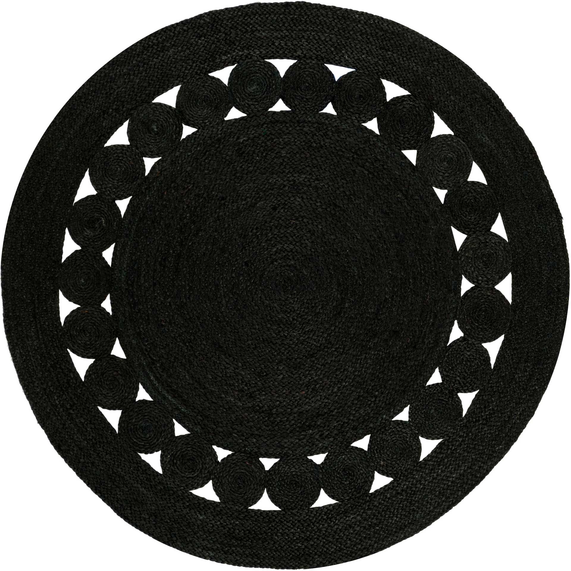 Natural Fiber Black Round Rug - Froy.com