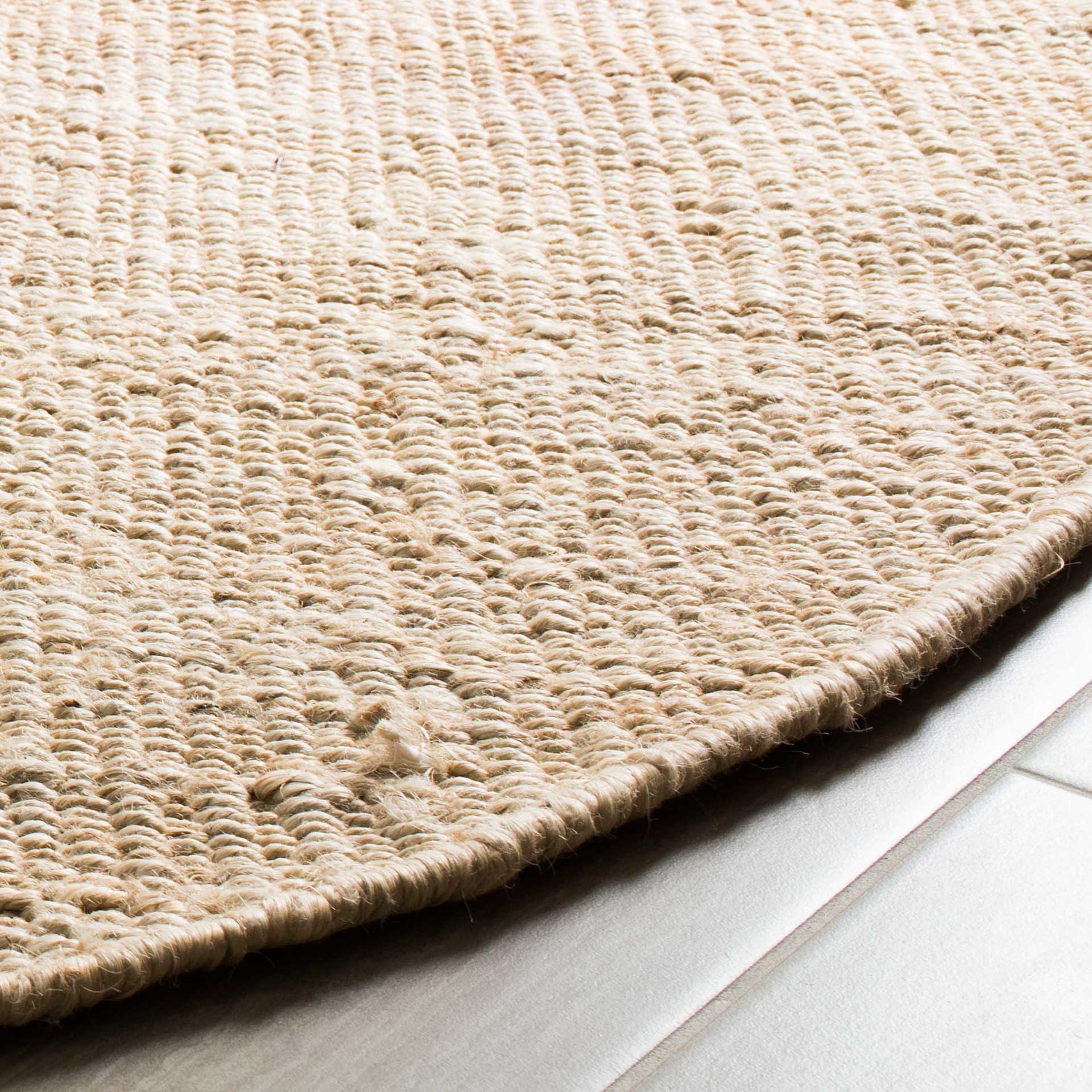 Natural Fiber Solid Ivory Round Rug - Froy.com