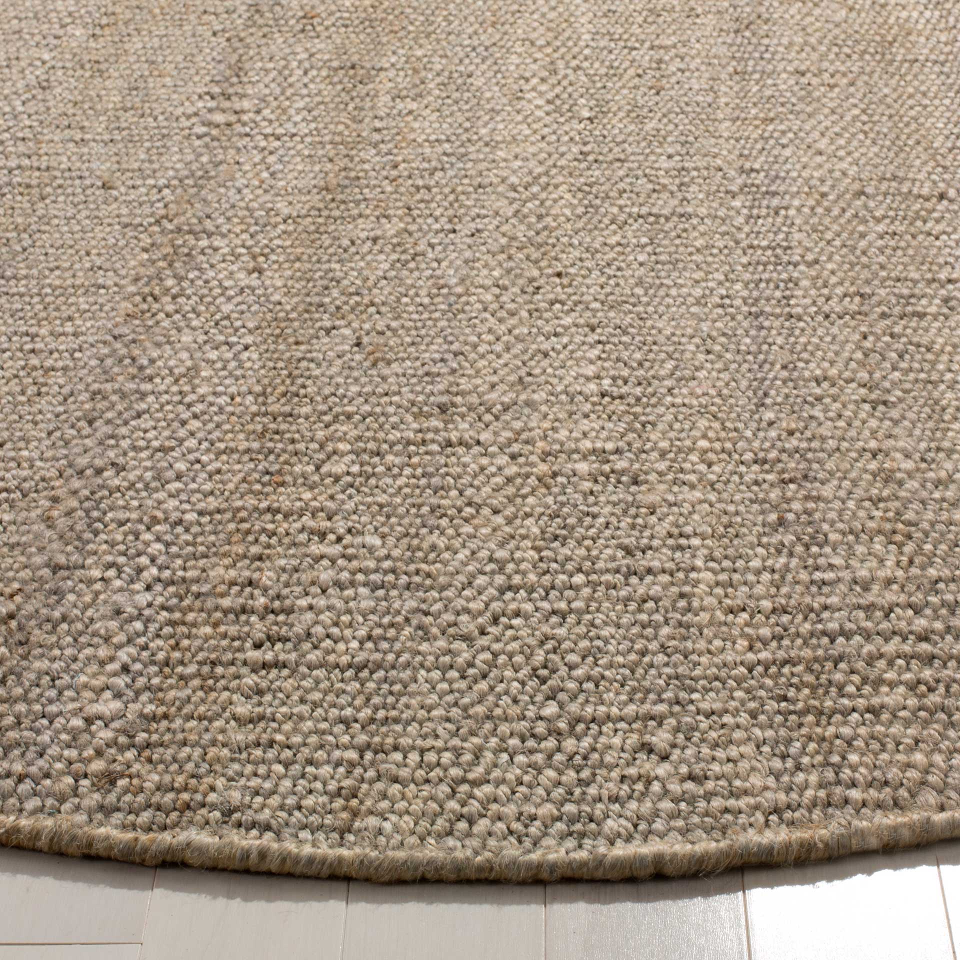 Natural Fiber Solid Gray Round Rug - Froy.com