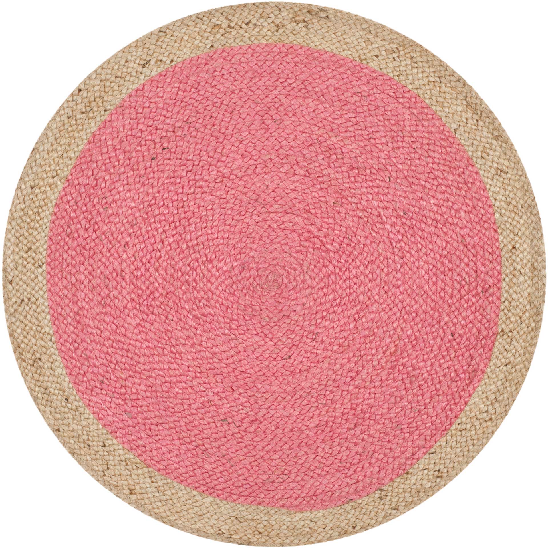 Natural Fiber Pink/Natural Round Rug - Froy.com