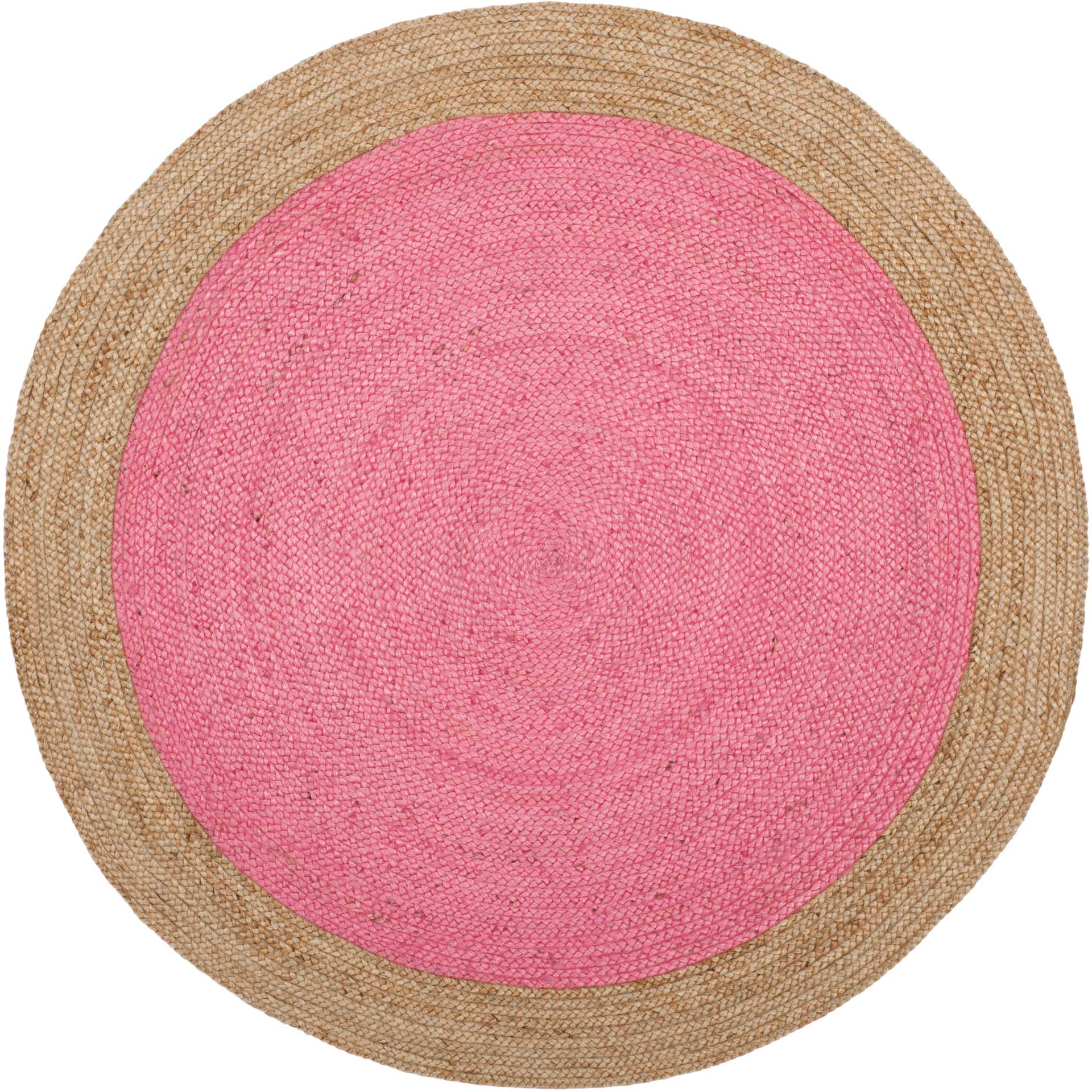 Natural Fiber Pink/Natural Round Rug - Froy.com