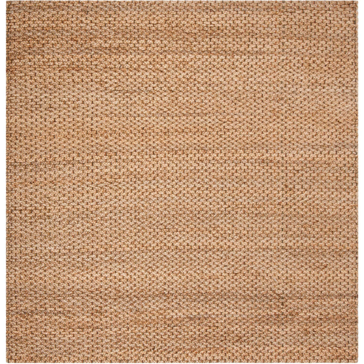 Square natural-fiber rug offers an even tan weave and gently textured edges.