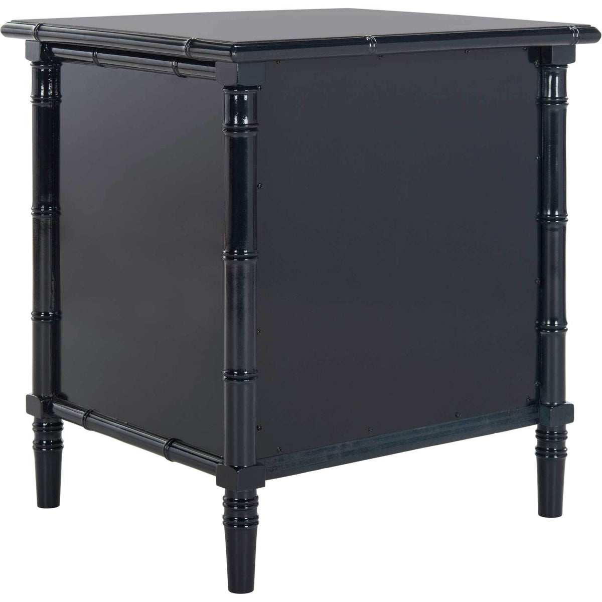 Mitchell Coastal 3 Drawer Bamboo Nightstand Navy