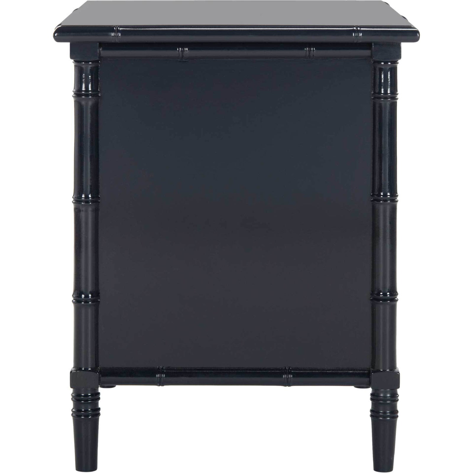 Mitchell Coastal 3 Drawer Bamboo Nightstand Navy