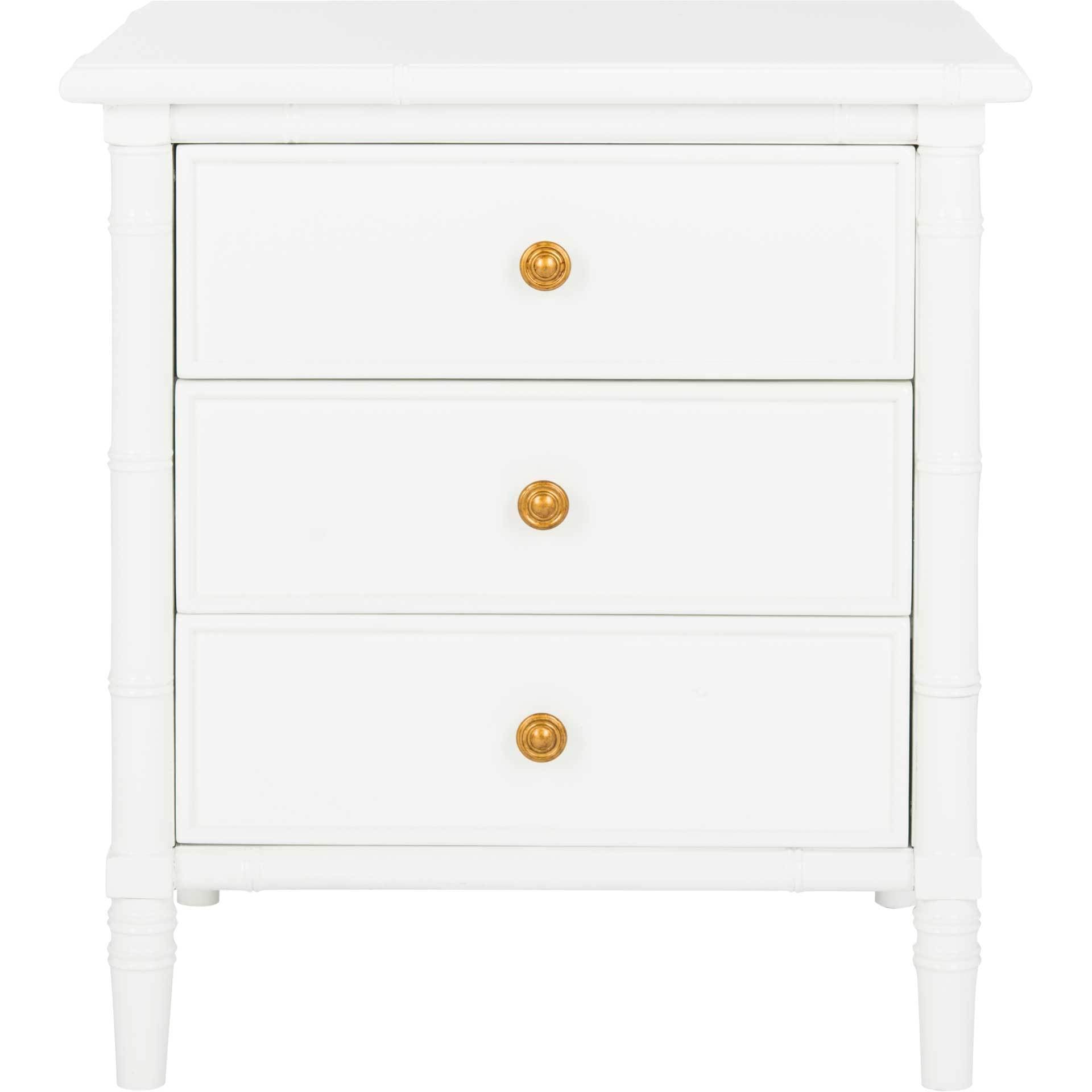 Minuet 3 Drawer Bamboo Nightstand White - Froy.com