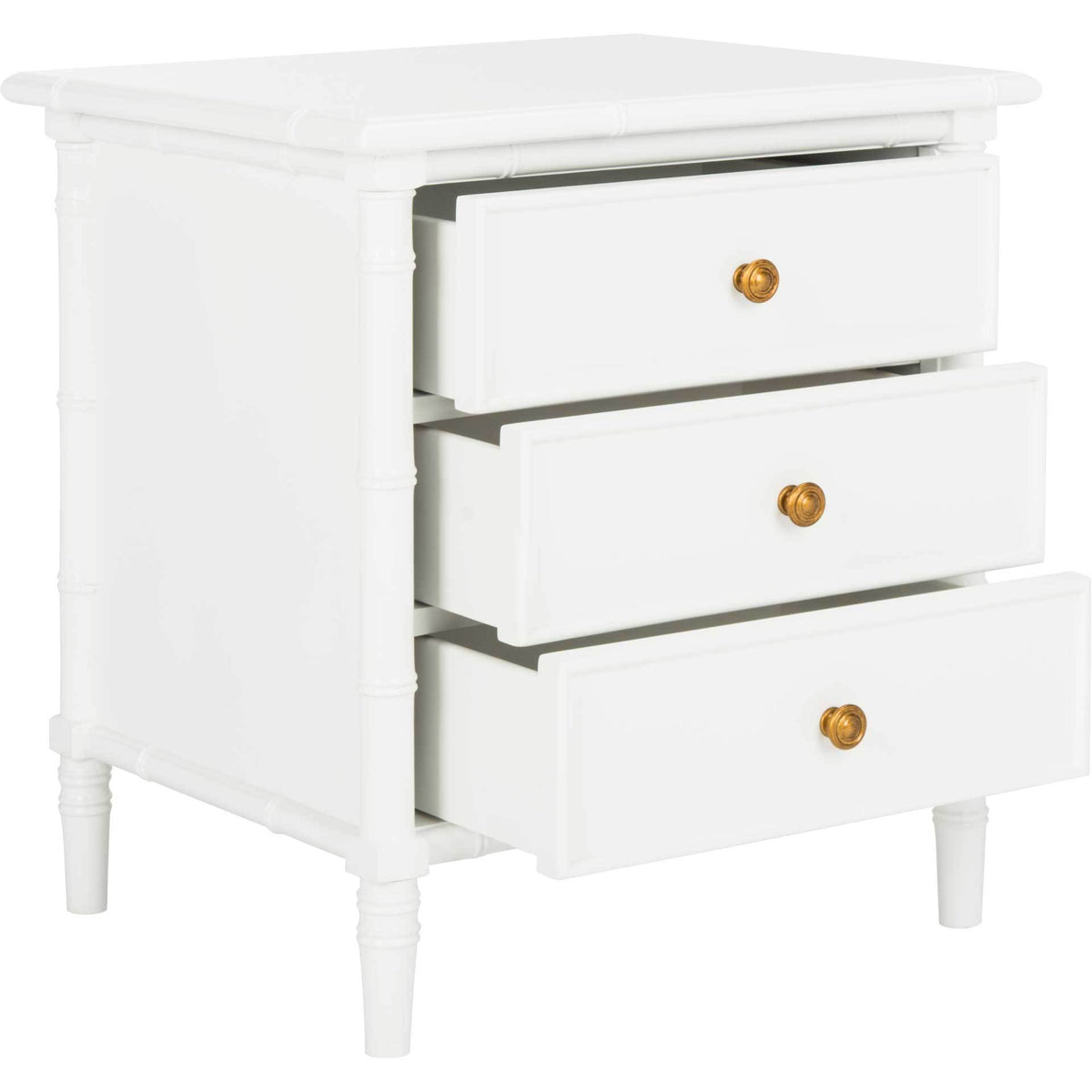 Mitchell 3 Drawer Bamboo Nightstand White