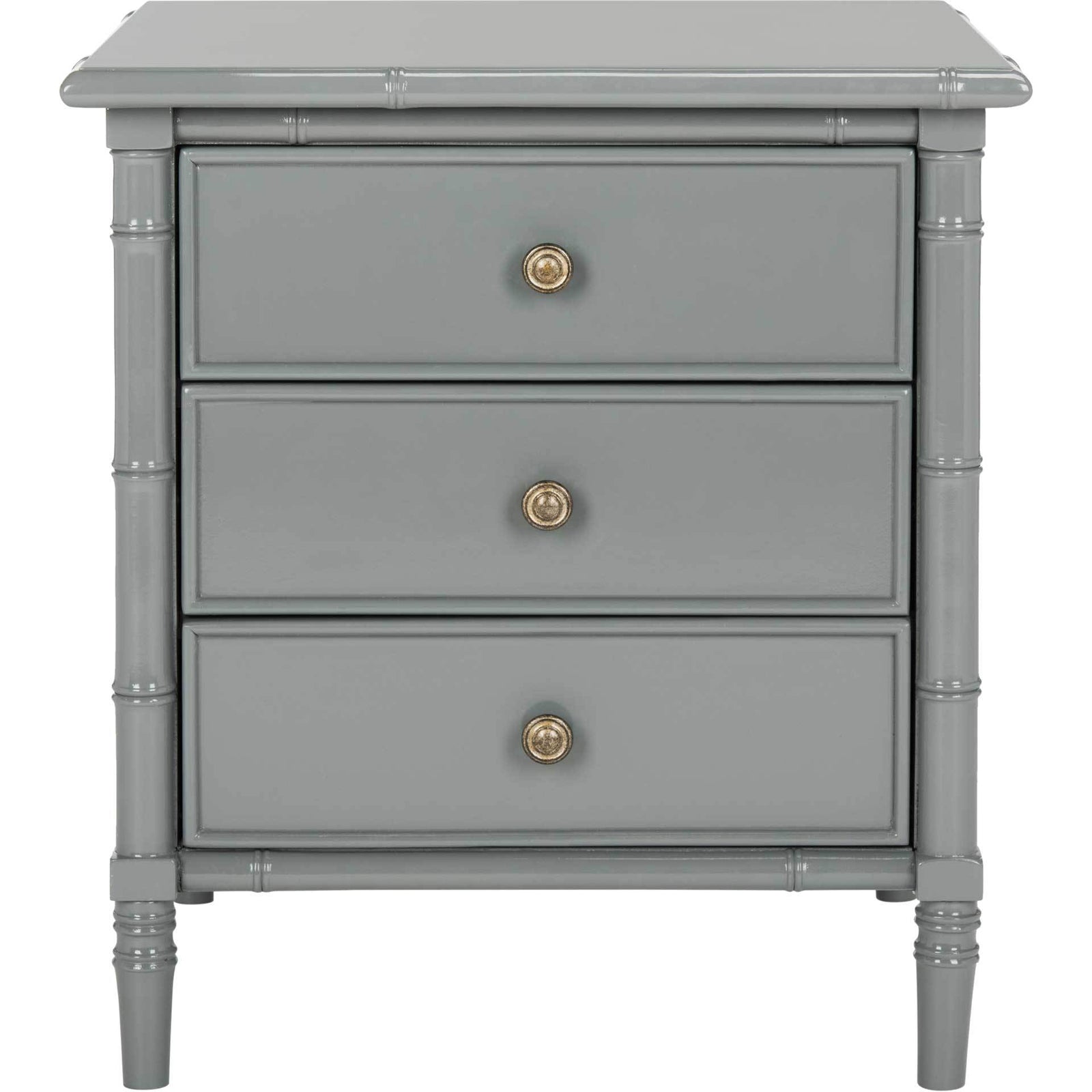Mitchell Coastal 3 Drawer Bamboo Nightstand Gray