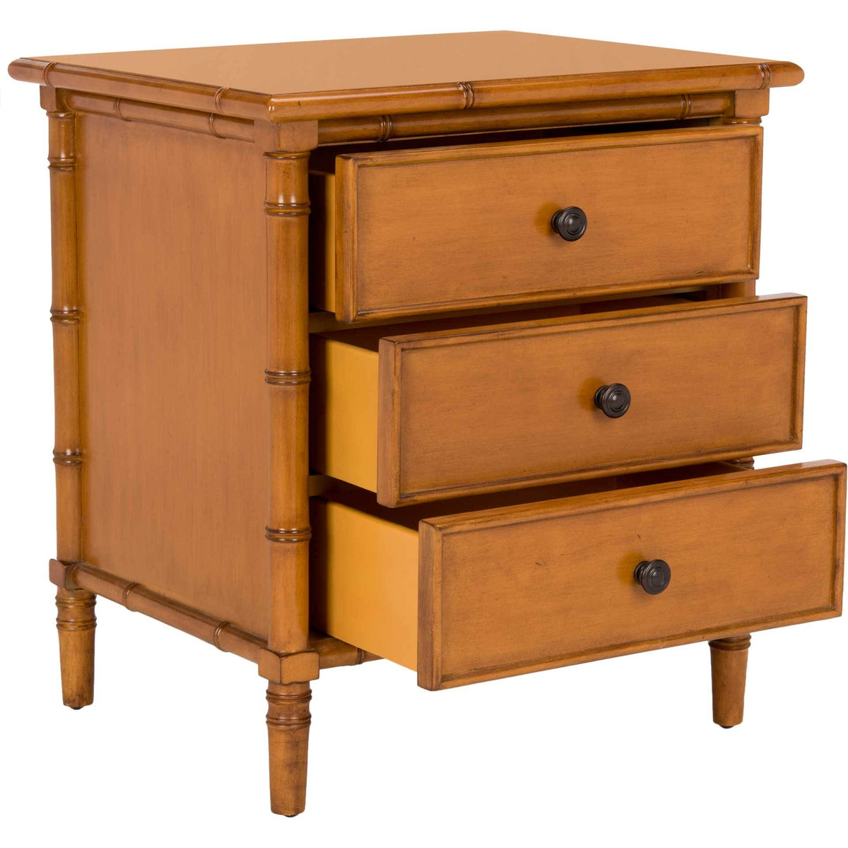 Mitchell 3 Drawer Bamboo Nightstand Brown