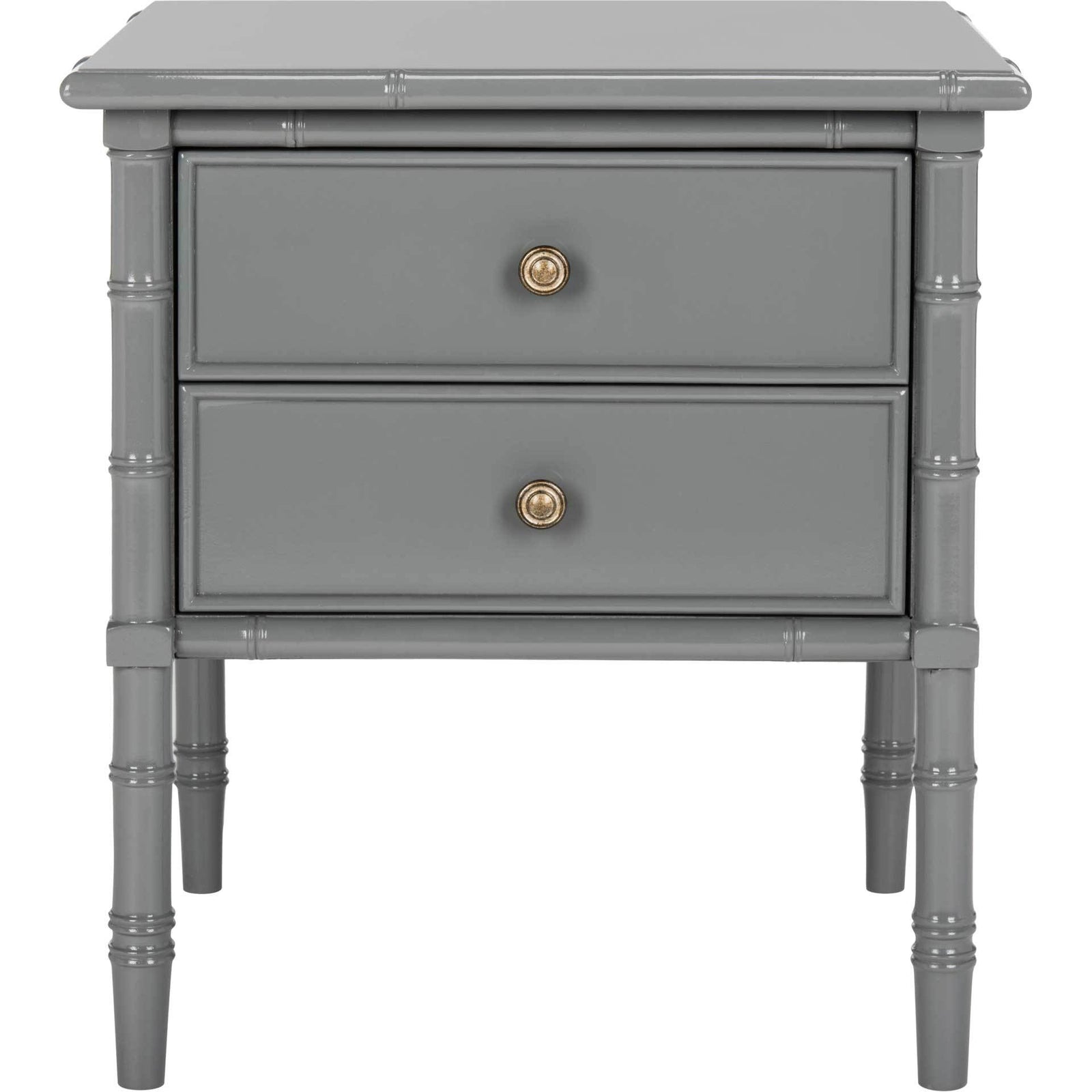 Mitchell Coastal 2 Drawer Bamboo Nightstand Gray