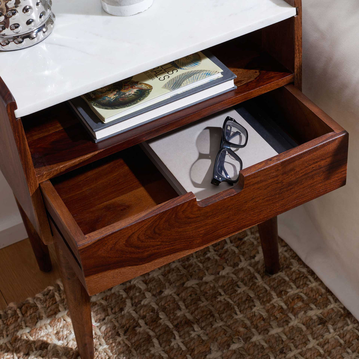 Marcelo 1 Drawer Nightstand Walnut/White