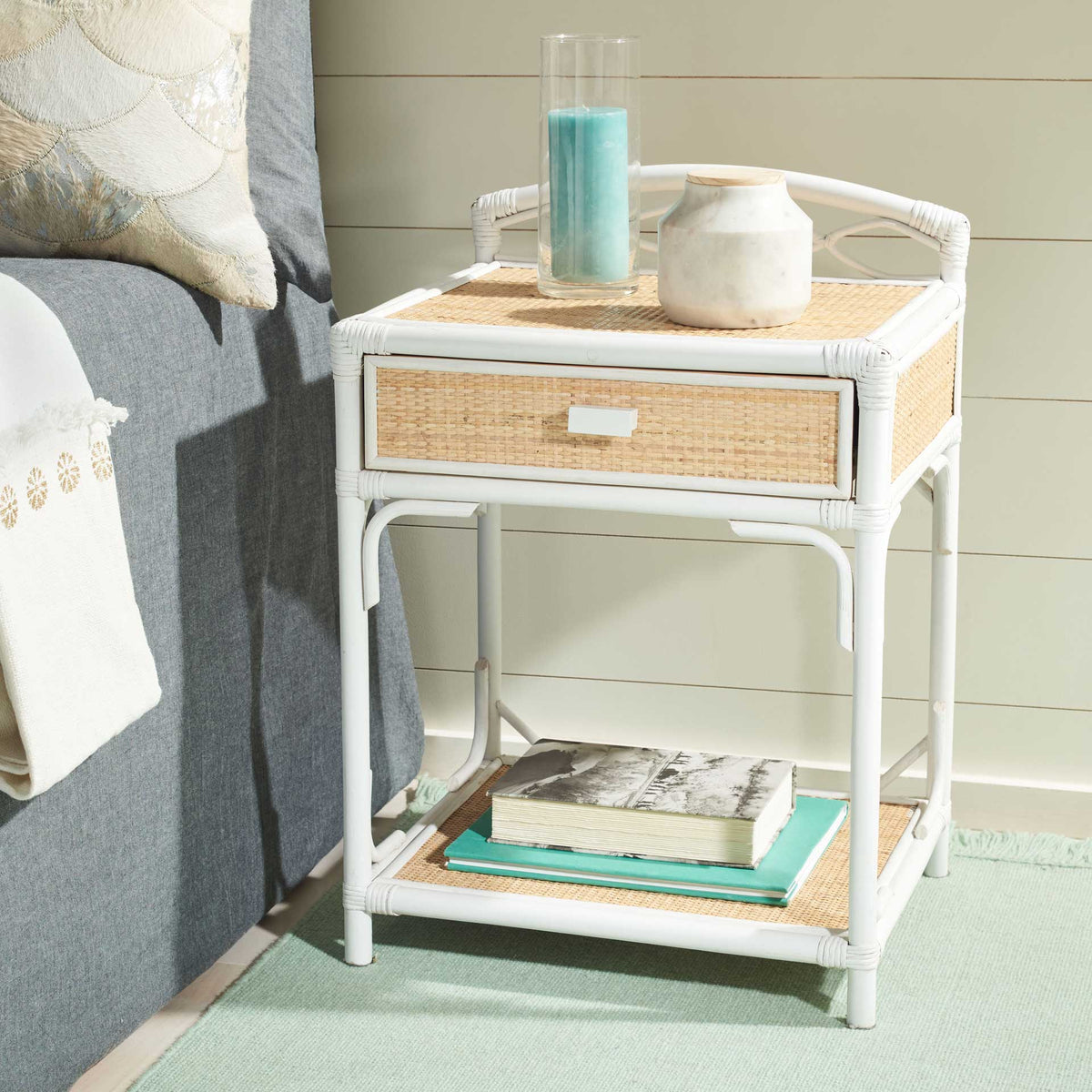 Beaufort 1 Drawer 1 Shelf Nightstand White/Natural