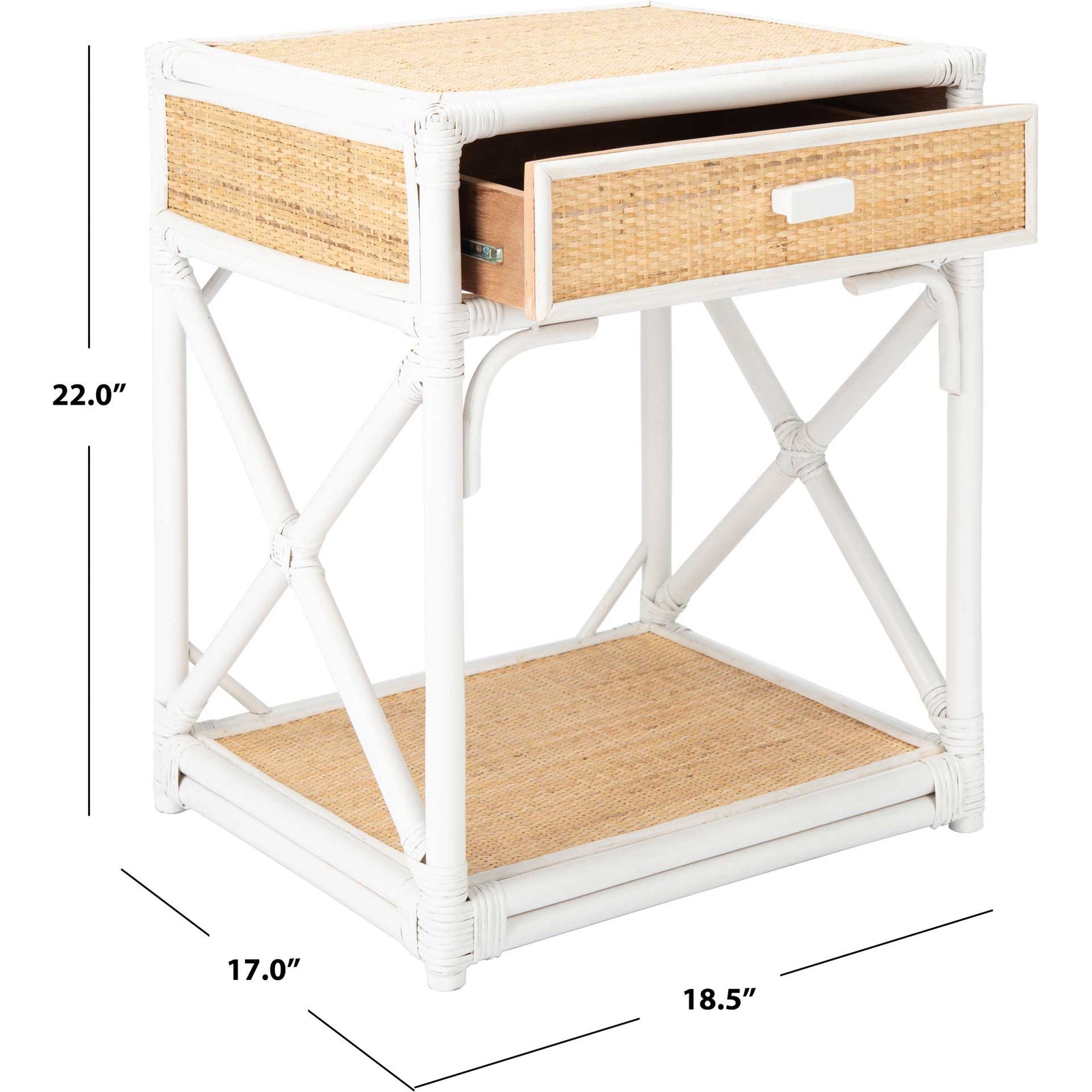 Bain 1 Drawer 1 Shelf Nightstand White/Natural