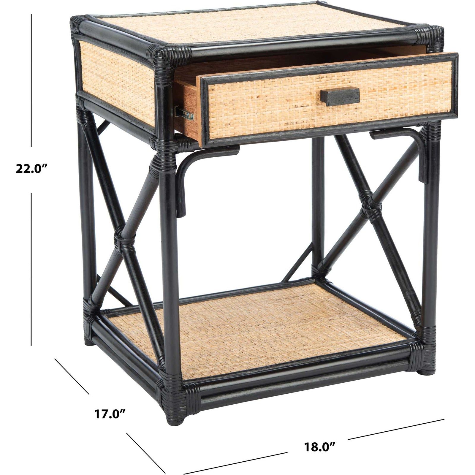 Bain 1 Drawer 1 Shelf Nightstand Black/Natural