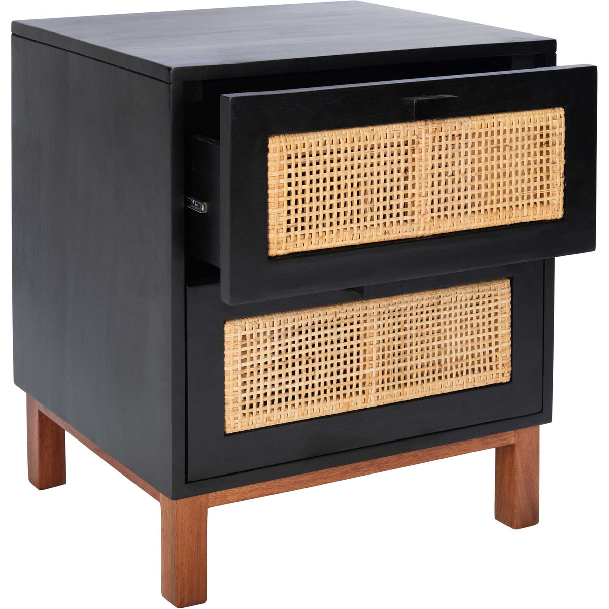 Erin 2 Drawer Nightstand Black/Natural