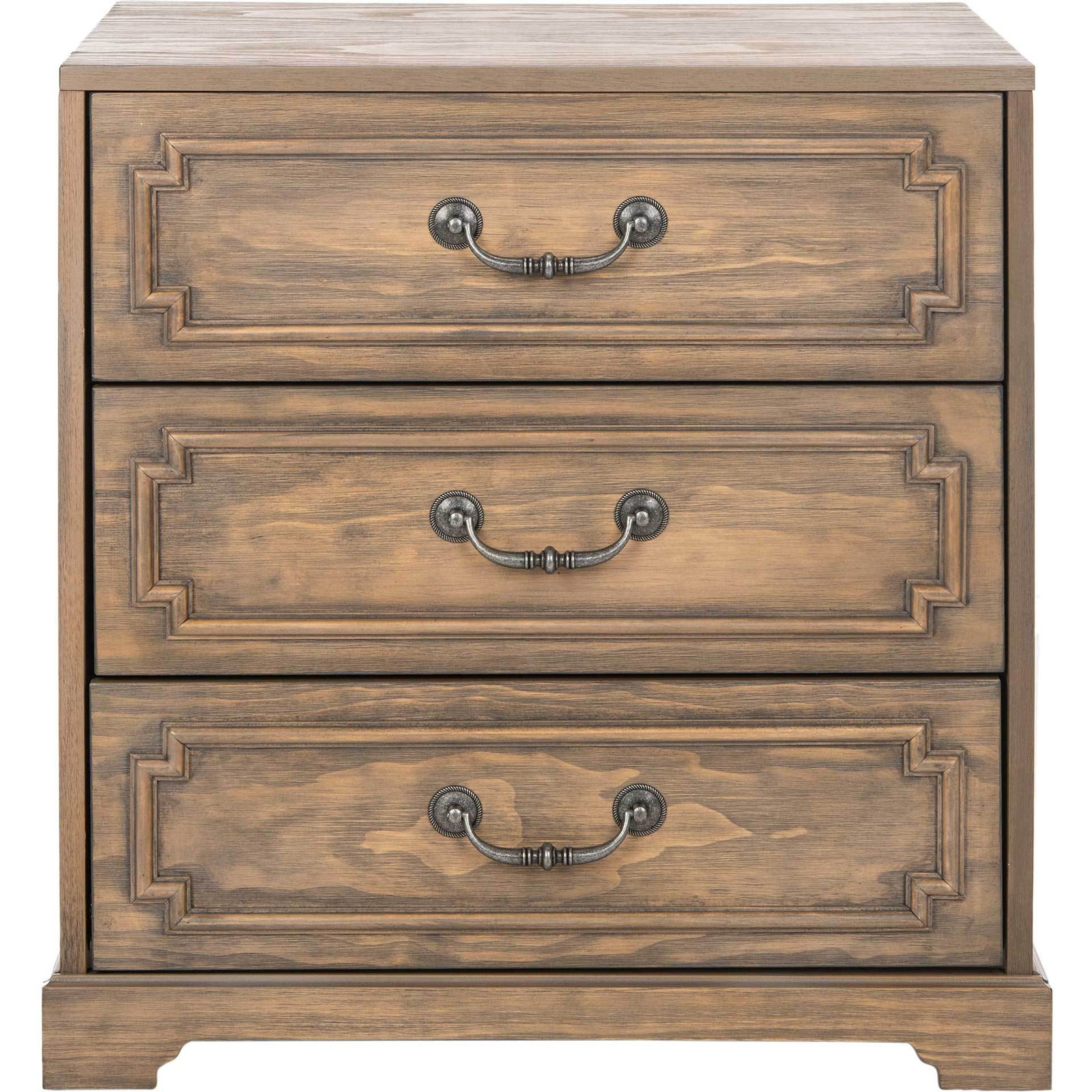 Leanna 3 Drawer Nightstand Weathered Oak