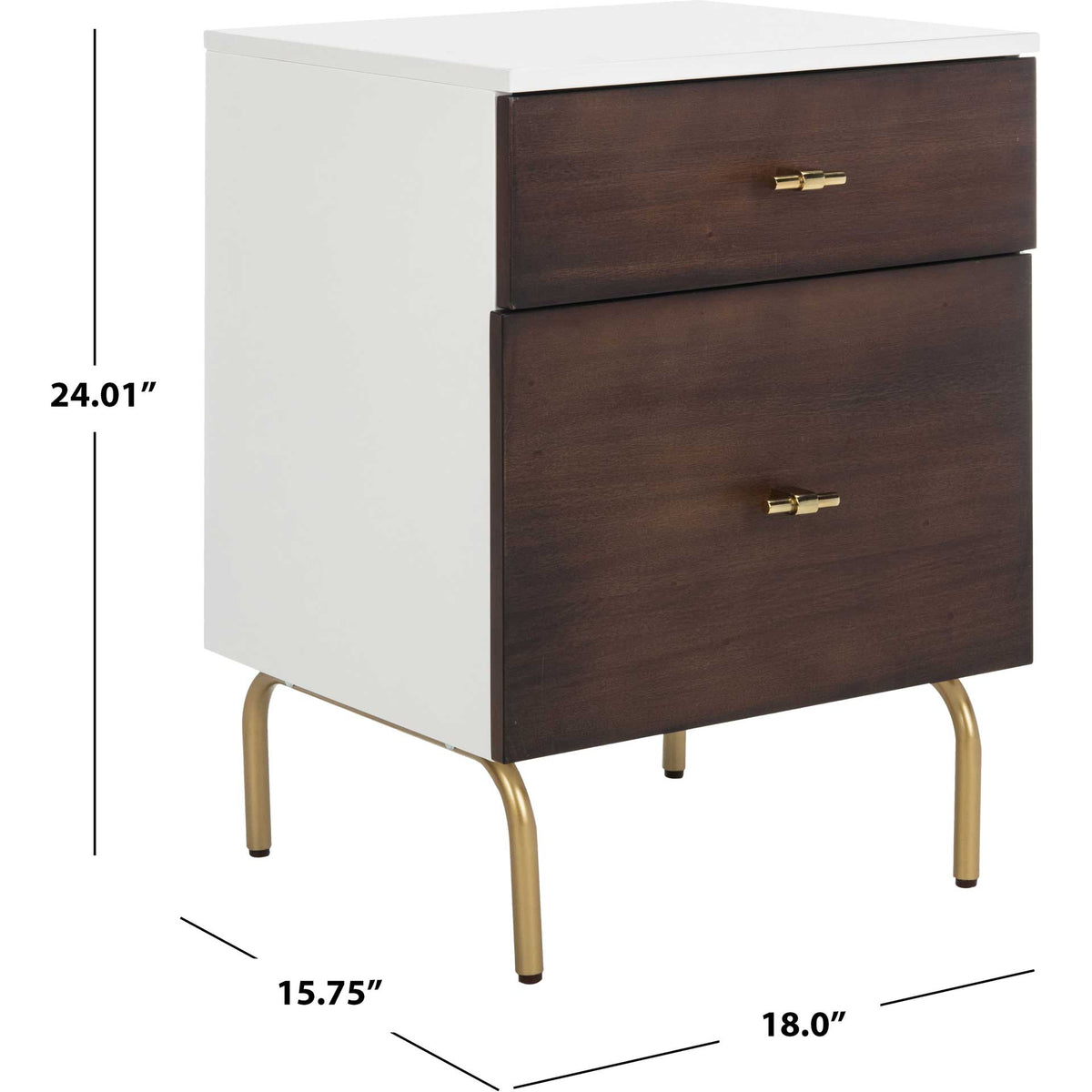 Gemma 2 Drawer Nightstand Walnut/White