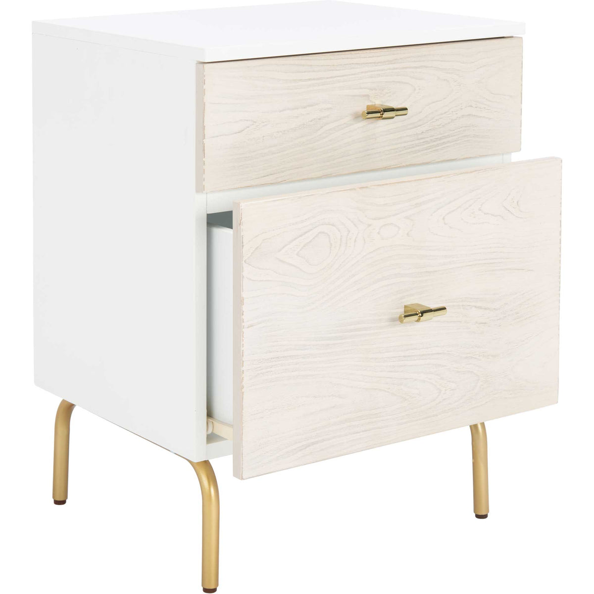 Gemma 2 Drawer Nightstand White/White Washed