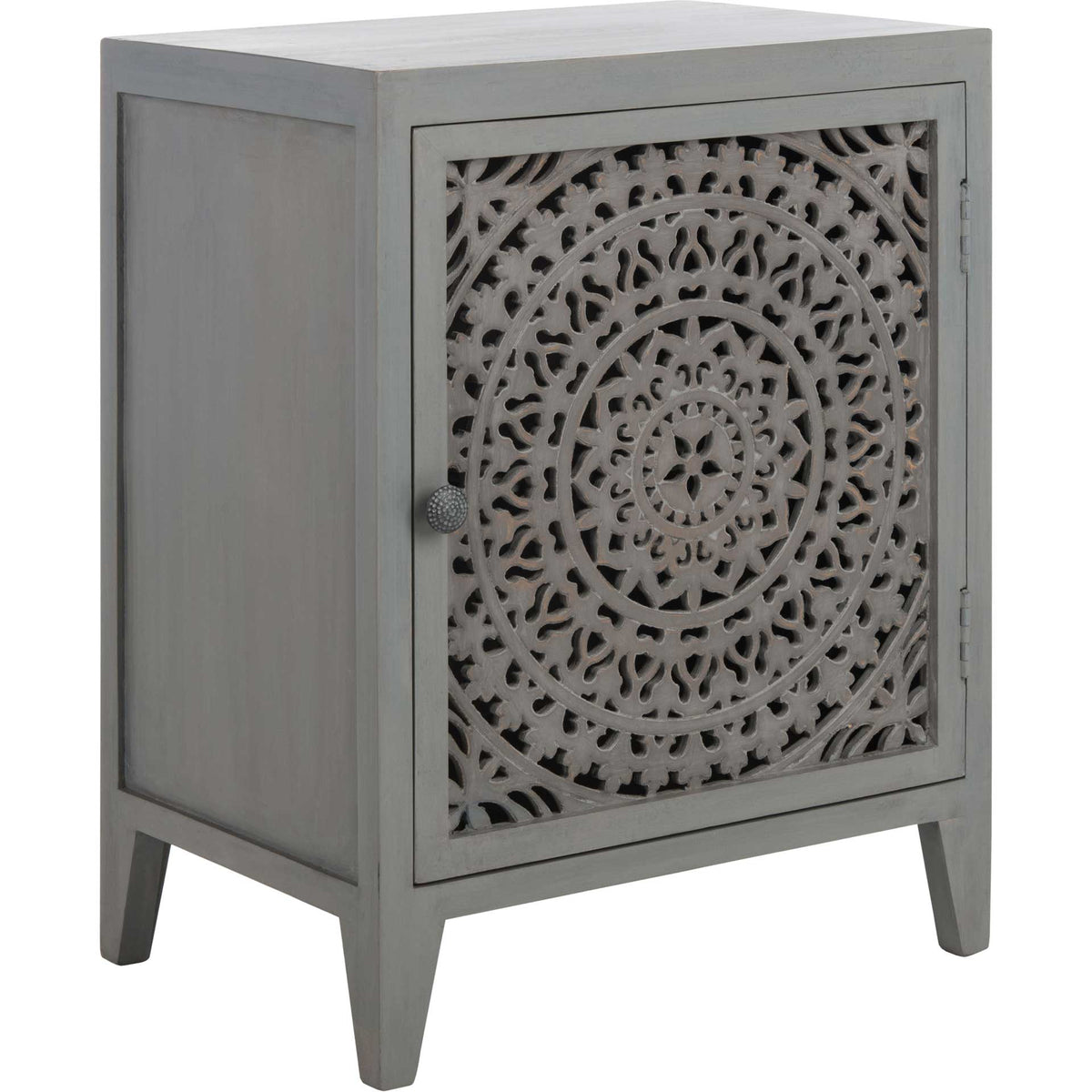 Thames 1 Door Carved Nightstand Gray Walnut