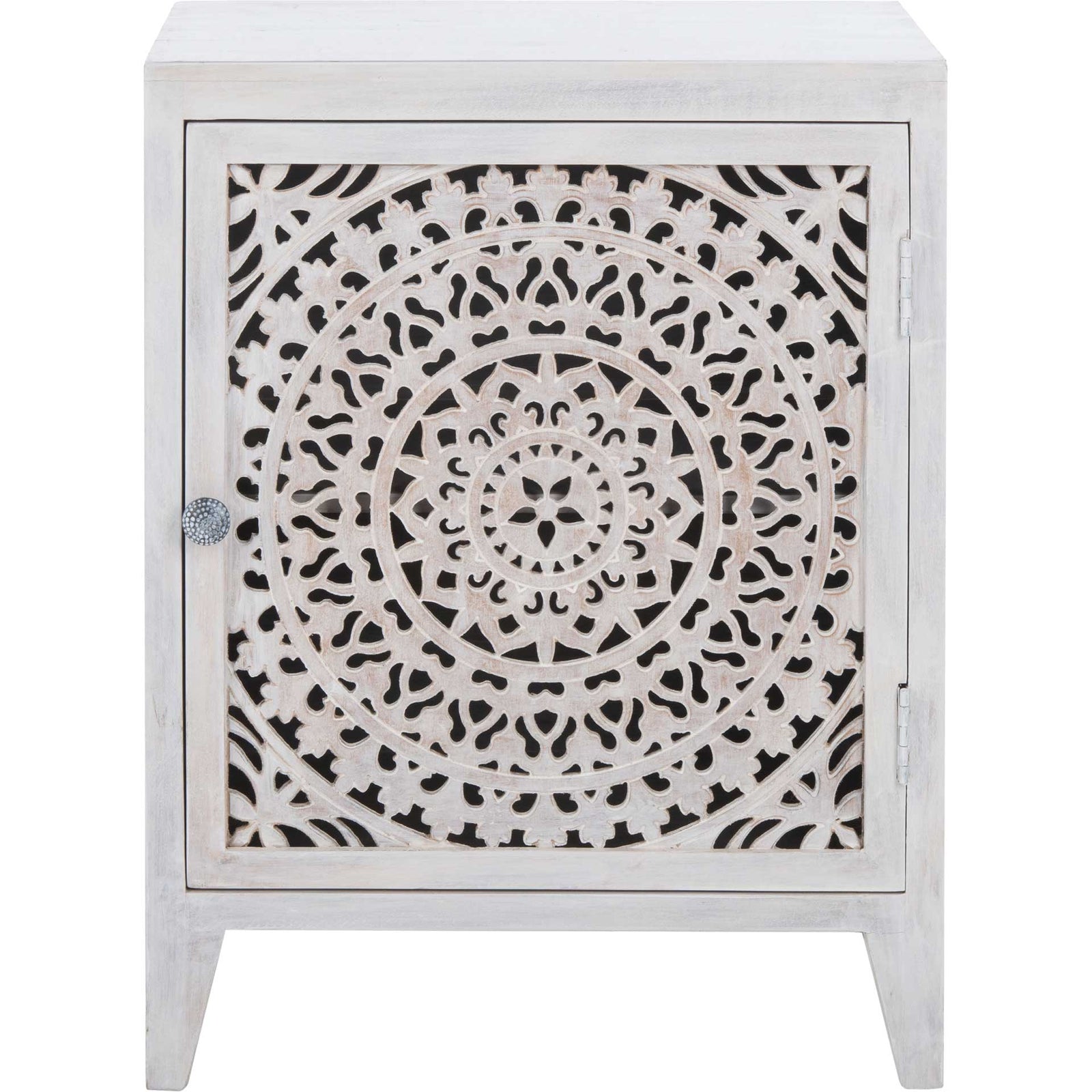 Thames 1 Door Carved Nightstand White Wash