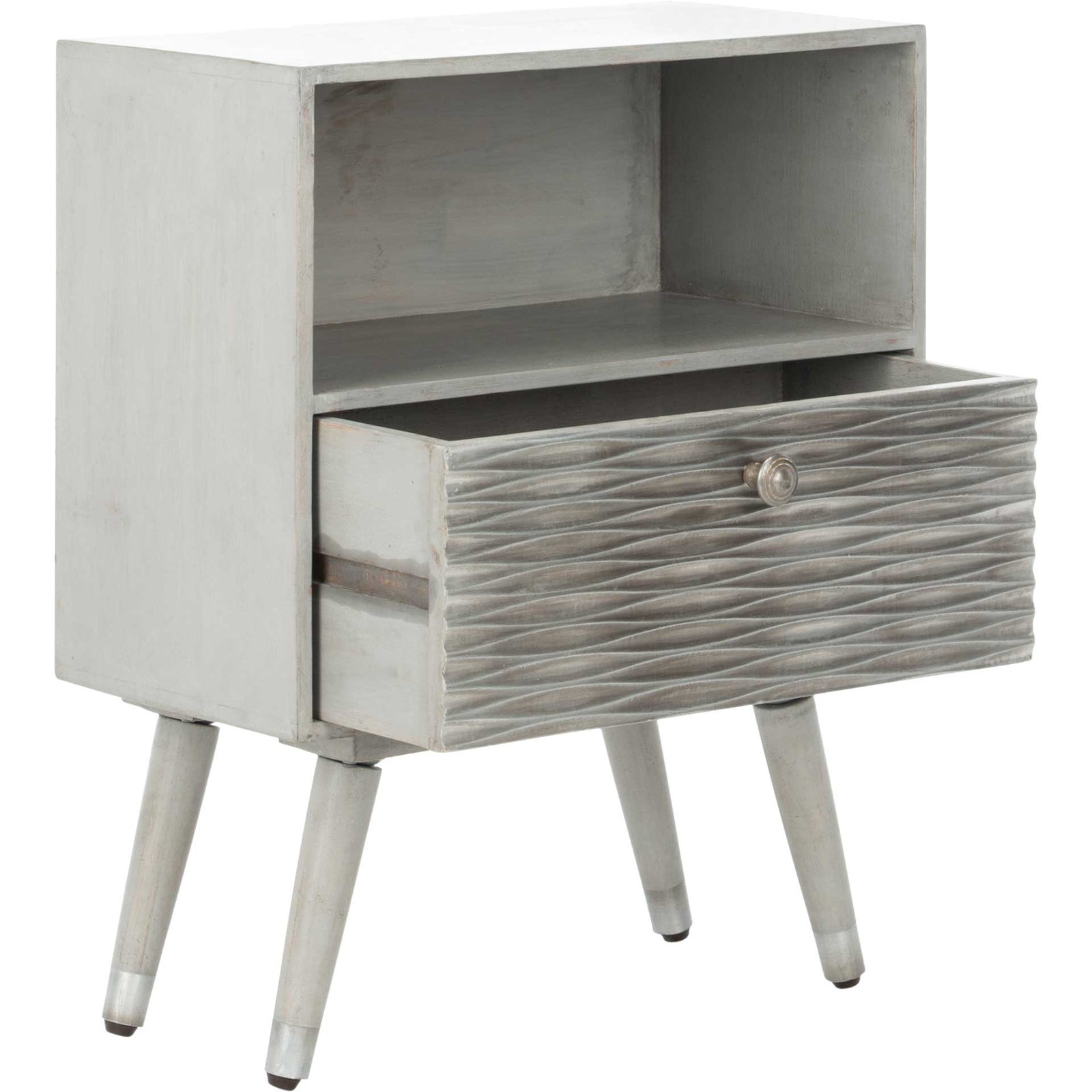 Braith 1 Drawer Textured Nightstand Gray Walnut