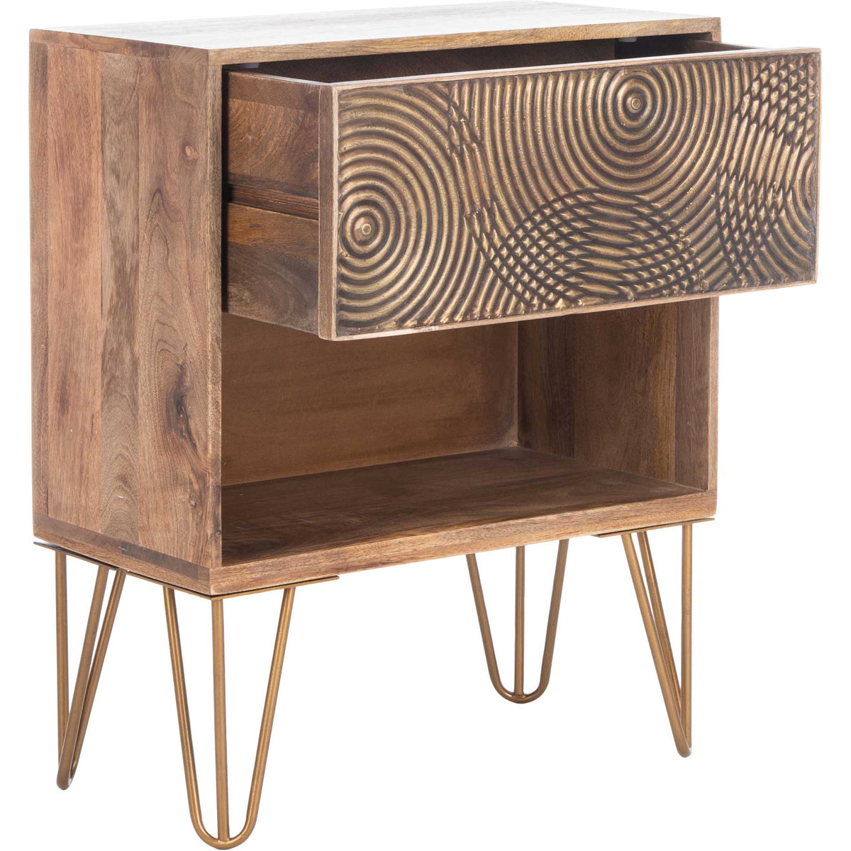 Sonoma 1 Drawer Textured Nightstand Natural/Brass