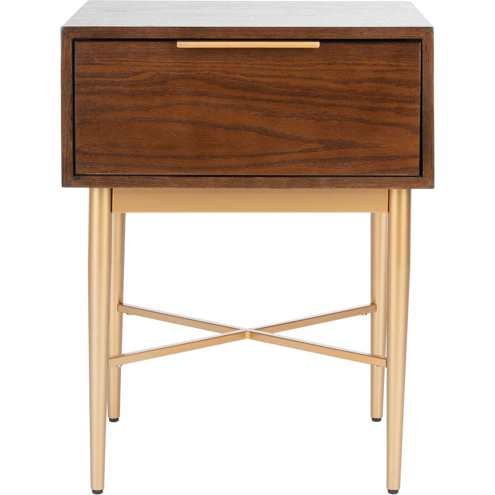 Pin One Drawer Nightstand Walnut/Gold