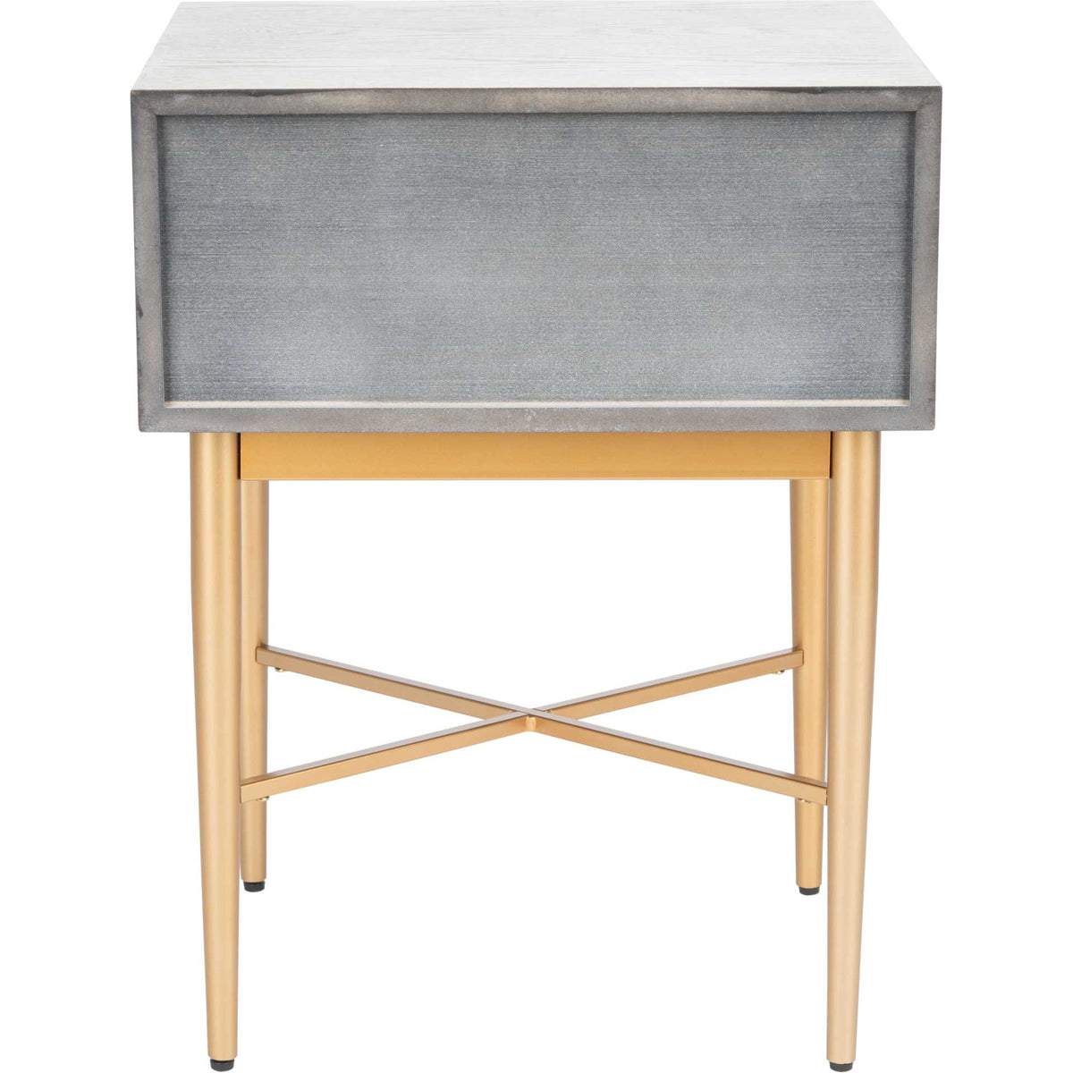 Pin One Drawer Nightstand White Washed/Gold